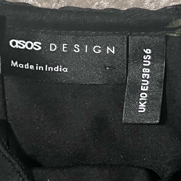 ASOS DESIGN floral high neck top with cut out neck Black Size 6 - Picture 9 of 9